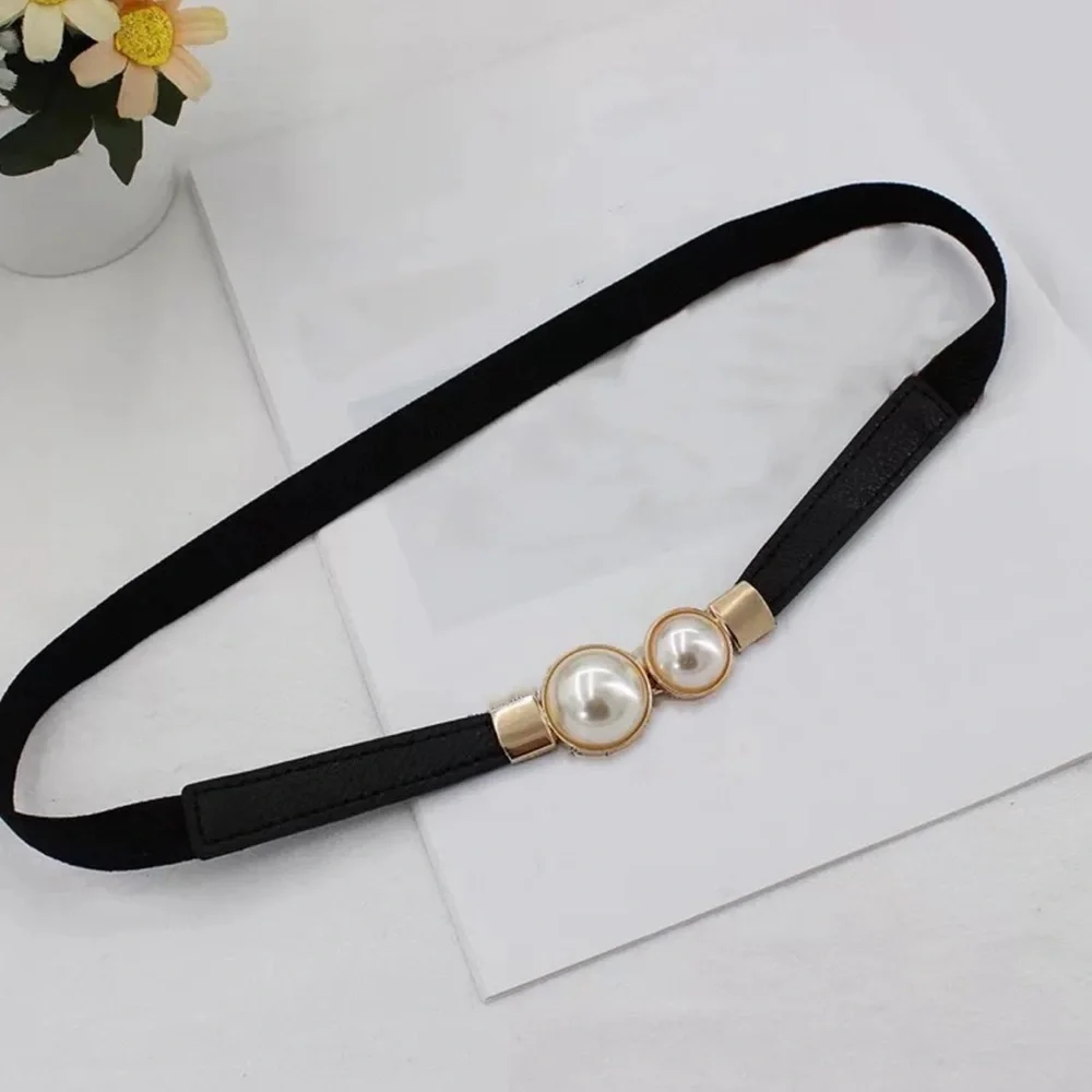 NEW| Women’s Thin Statement Black Pearl Chic & Trendy Belt